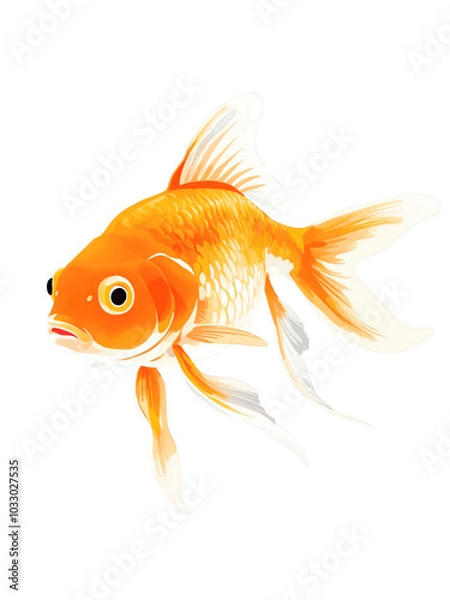 Fototapeta Goldfish hand drawn paint art illustration painting isolated white background transparent png