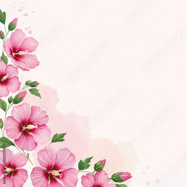 Obraz 아름다운 분홍색 무궁화 배경 일러스트