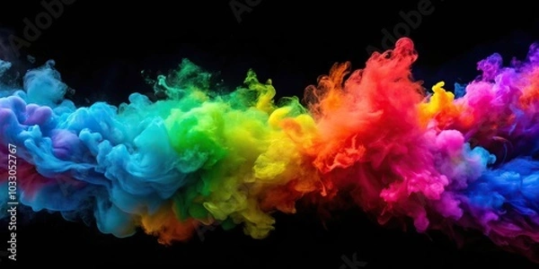 Fototapeta Colorful paint splashes on dark background