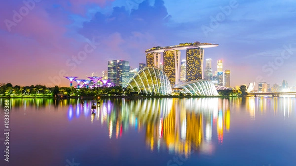 Obraz Panoramiczny widok na panoramę Singapuru
