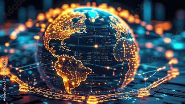 Obraz Global Economic Growth with Blockchain Technology: Driving Innovation and Transparency