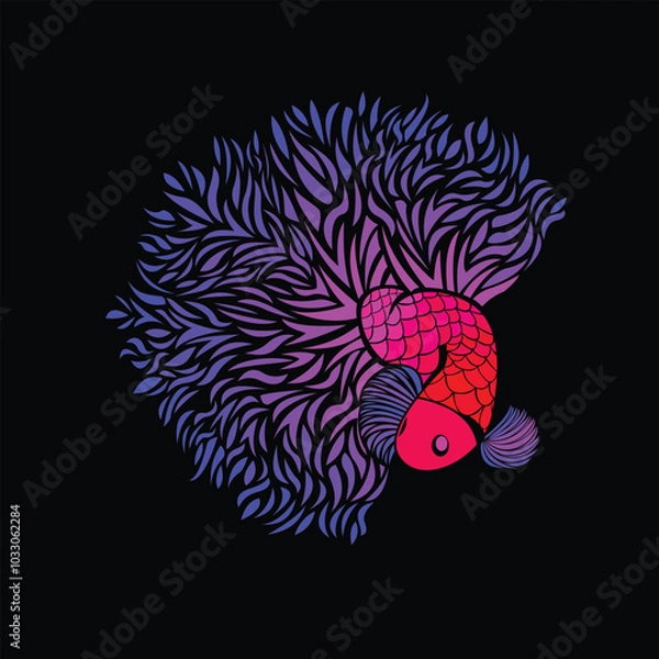 Obraz Betta Fish Ornamental Decorative Vibrant Colored Vector