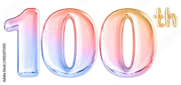 Fototapeta 100th Anniversary Gradient Number 3D Illustration