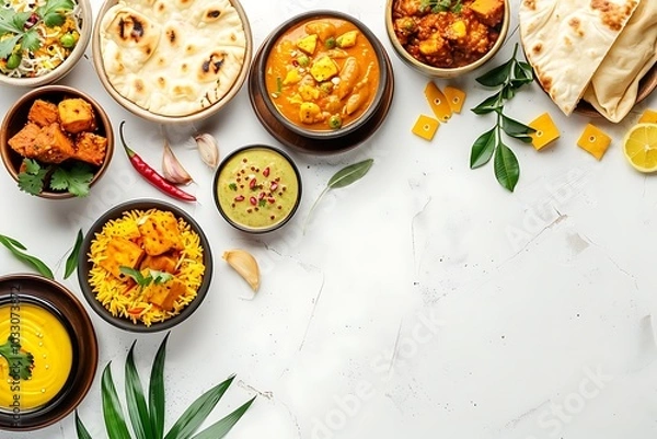 Fototapeta Group of Indian food includes.