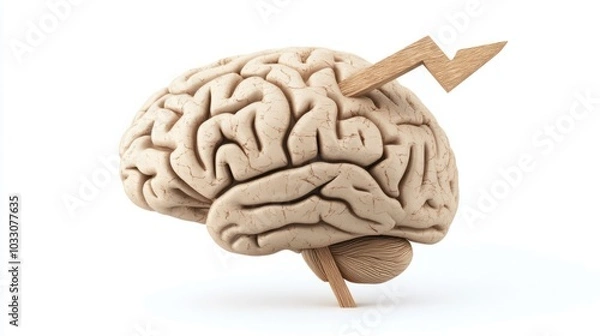 Fototapeta Brain icon with an upward arrow, symbolizing growth in learning and leadership, isolated on white background
