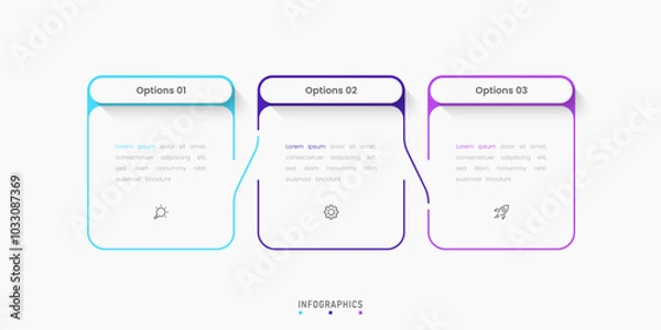 Obraz Vector Infographic label design template with icons and 3 options or steps. Can be used for process diagram, presentations, workflow layout, banner, flow chart, info graph.