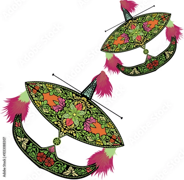 Fototapeta Vector of Wau Bulan for Graphic Design Use. Isolated on white background.