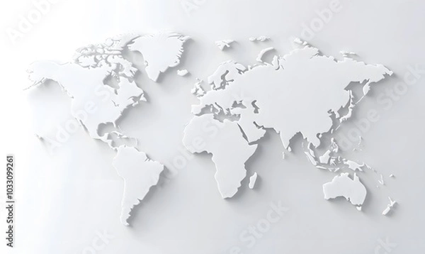 Fototapeta 3D world map simple design white background