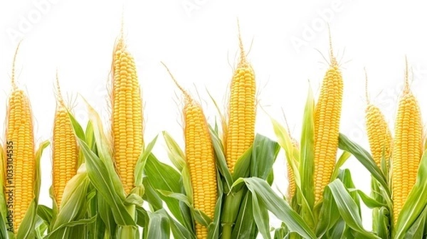 Fototapeta corn fields on white background. 