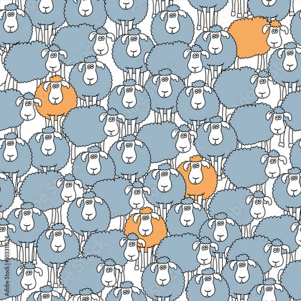Obraz Seamless pattern with fun cartoon sheep.