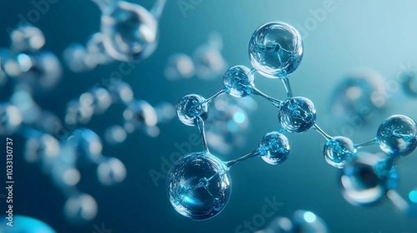Fototapeta Abstract Representation of a Molecular Structure with Blue Spheres and Bonds