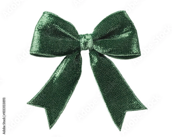 Fototapeta A green ribbon with a bow on it