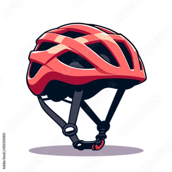 Fototapeta Vector red bicycle helmet safety gear  