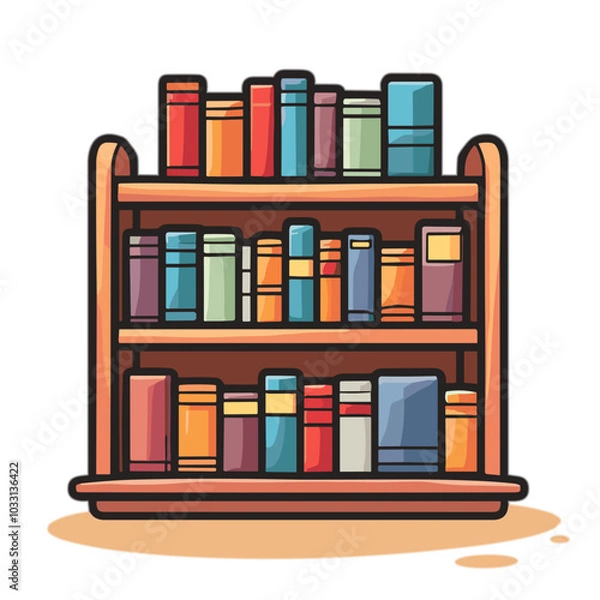 Fototapeta Vector bookshelf icon for home library and education