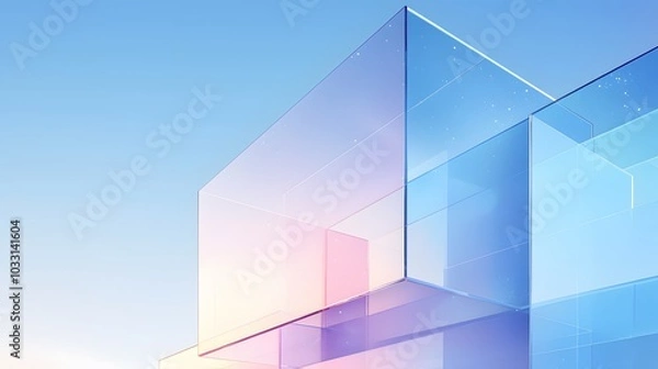 Obraz Abstract Glass Architecture. Modern Shapes Wave abstract art background for presentations and wallpaper 