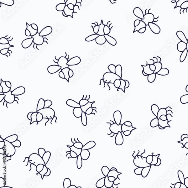 Fototapeta Outline Bunch of Fly Vector Seamless Pattern illustration Design