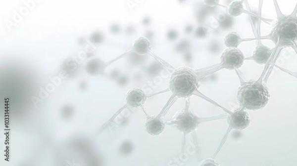 Fototapeta White Spherical Cells Connected by Thin Filaments in a Network