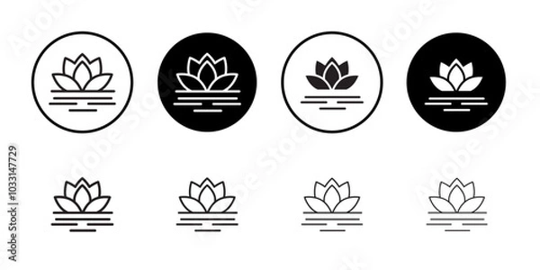 Fototapeta Water lily icon Isolated flat vector in outline