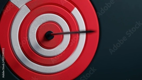 Obraz A close-up view of a red and white target, with an arrow pointing towards the center, symbolizing focus and goal achievement.