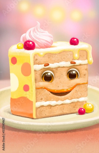 Obraz piece of cake with a smiling face