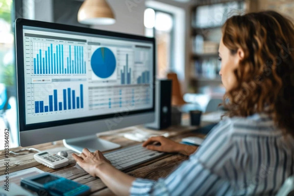 Obraz person reviewing a detailed budget spreadsheet financial planning and analysis