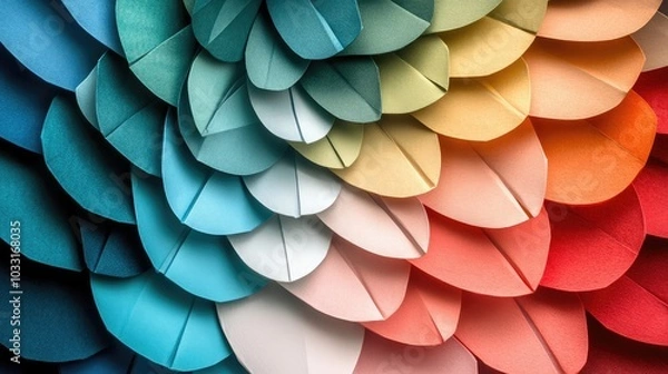 Fototapeta Colorful Paper Art with Leaf Patterns