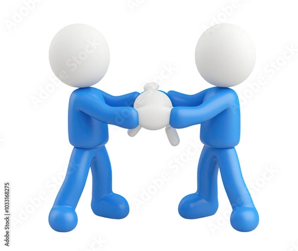 Obraz Two characters exchanging an object.