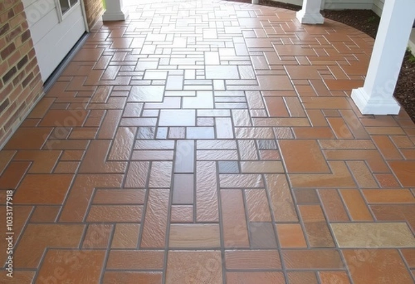 Obraz Stamped concrete Decorative concrete that is imprinted with patt