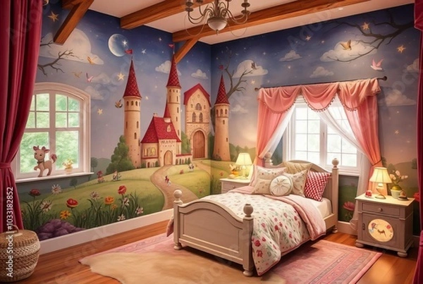 Obraz Create a magical fairy tale land with storybook murals enchanted