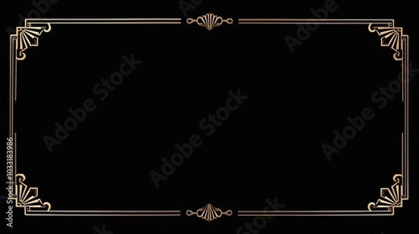 Fototapeta Elegant gold art deco border with 1920s decorative ornaments