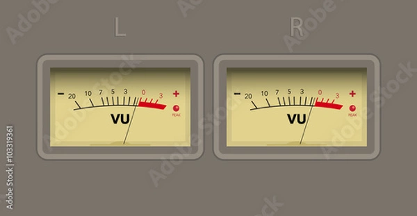 Fototapeta Left and right channel volume unit meter. vector