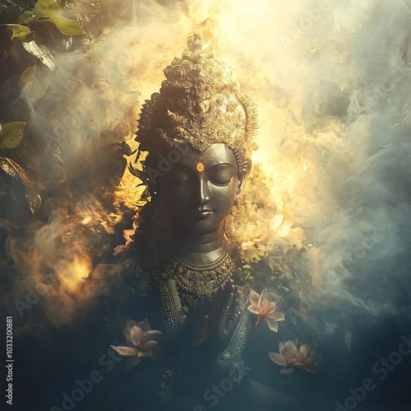 Obraz Mystical Buddha Statue in Ethereal Surroundings