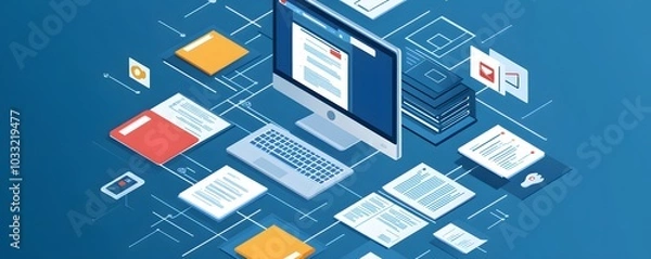 Fototapeta online, illustration, vector, isometric, internet, web, concept, design, business, technology, website, banner, service, digital, computer, mobile, background, people, screen, network, communication, 