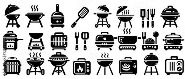 Obraz Big BBQ set, barbeque grill vector illustration	
