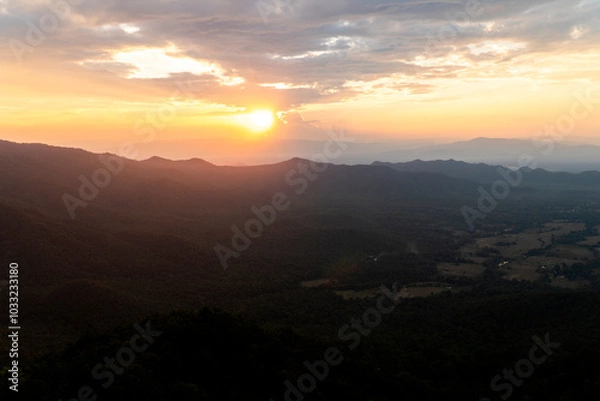 Fototapeta colorful dramatic sky with cloud at sunset