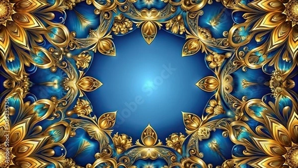 Fototapeta Abstract background with gold and blue elements