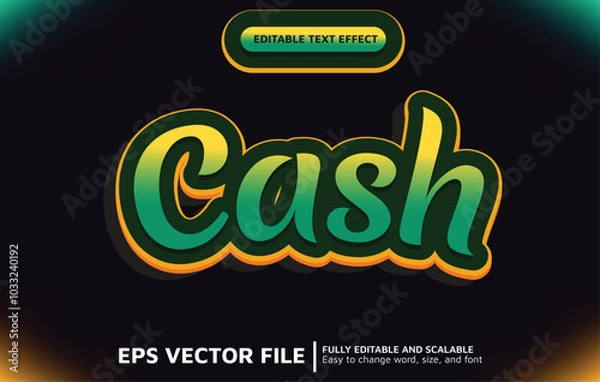 Fototapeta Editable Text Effect with Green Cash Style