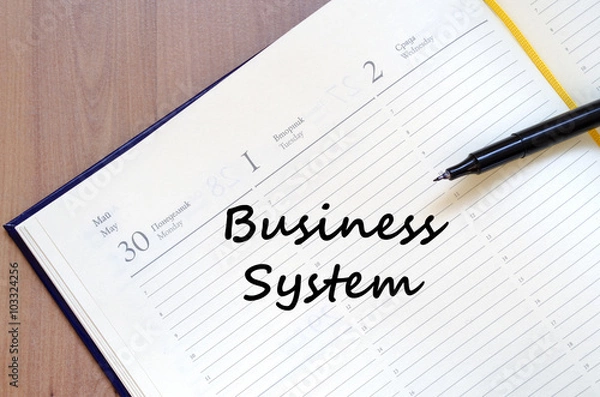 Fototapeta Business system write on notebook