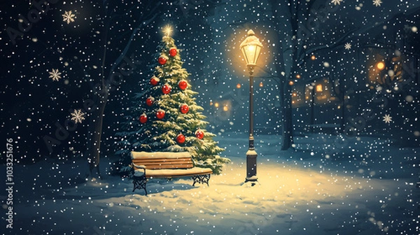 Obraz christmas tree in the snow