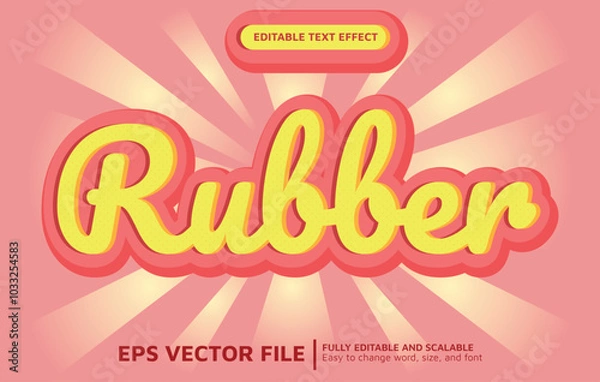 Fototapeta Editable Text Effect with Thick Pink and Yellow Rubber Style