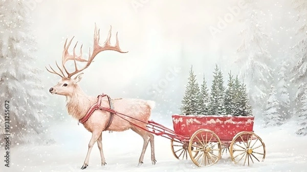 Obraz christmas reindeer on a snow