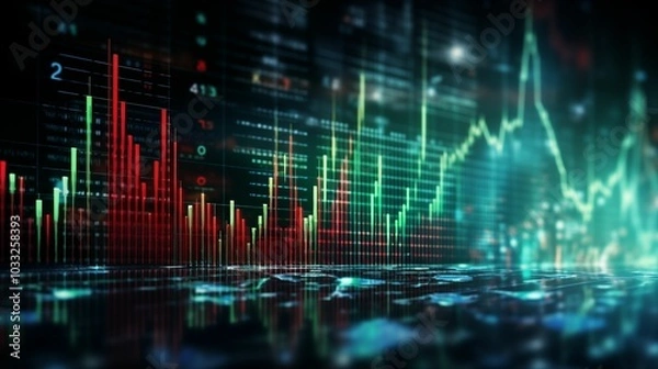 Fototapeta Abstract business background, stock market graph, digital data chart, technology. Generative ai