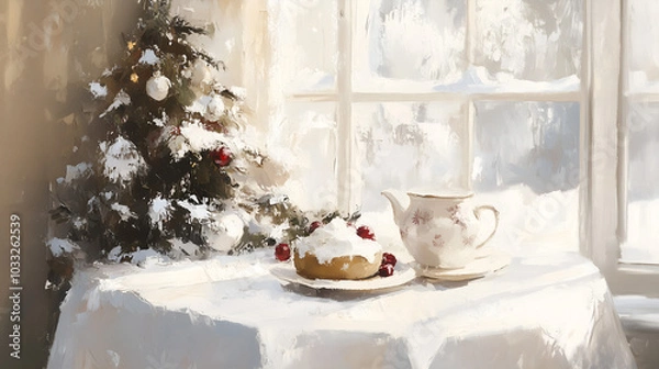 Obraz christmas cake on a table