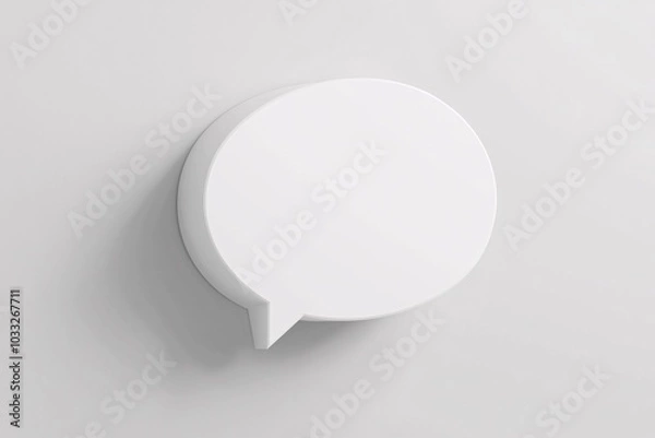 Fototapeta A sleek speech bubble mockup against a minimalist backdrop, perfect for showcasing text in design presentations or digital creations.