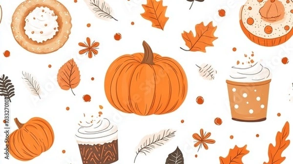 Obraz Warm and Cozy Autumn Seamless Pattern Design