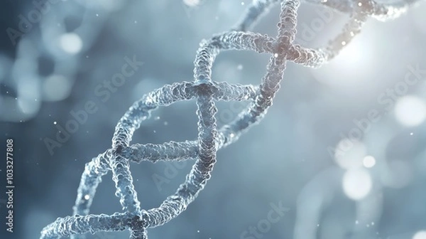Obraz Close-up of a Double Helix DNA Strand with a Blurred Background
