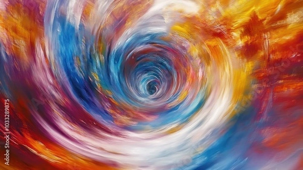 Fototapeta Abstract swirling vortex of vibrant colors, resembling a tunnel or portal.