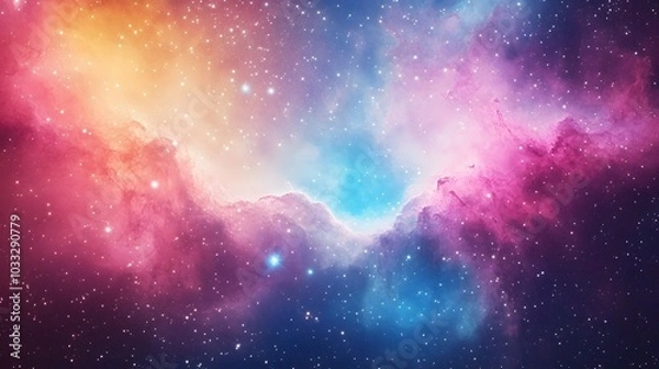 Fototapeta Colorful Nebula with Scattered Stars in a Cosmic Landscape