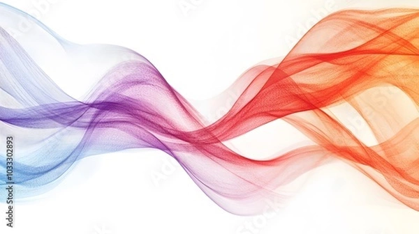 Fototapeta Abstract Red, Purple, and Blue Flowing Waves on White Background