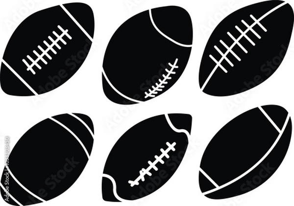 Fototapeta Rugby ball vector icon set illustration.